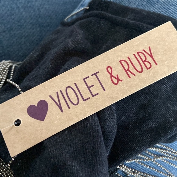 Violet & Ruby Black Graphic Tee with Metal Fringe Size S Moto Biker Grunge NWT - Picture 9 of 9